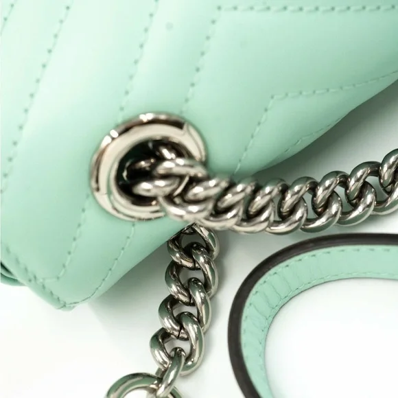 GUCCI GG Marmont Matelasse Leather Crossbody Bag Seafoam with original dustbag - Picture 14 of 15
